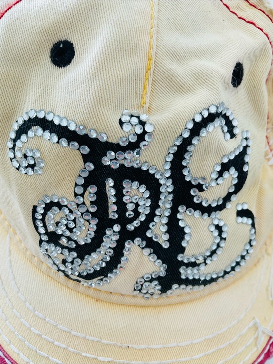 True Religion Distressed Rhinestone Y2K Leather Strapback Hat main image 6